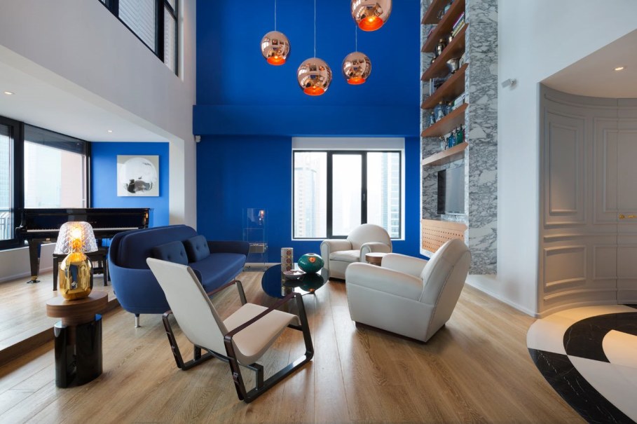 Blue Penthouse Living room