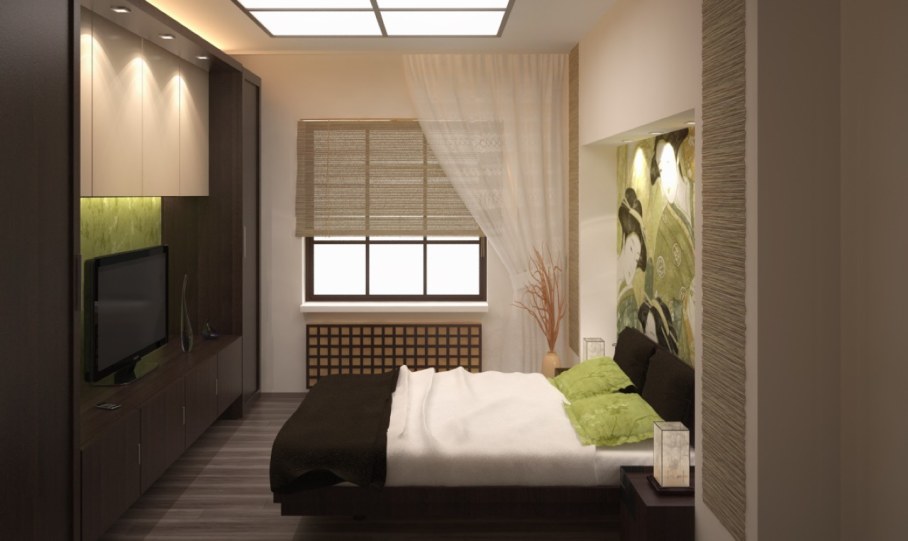 Bedroom in Japanese style - Soft glow resembling the moonlit the play of light and shadows