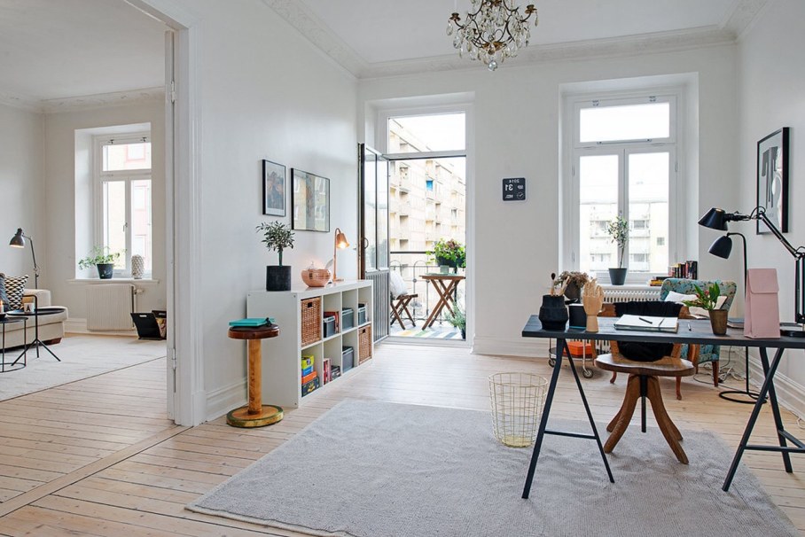 Scandinavian style interior design - furniture in the room and it should not close the walls and clutter up the floor
