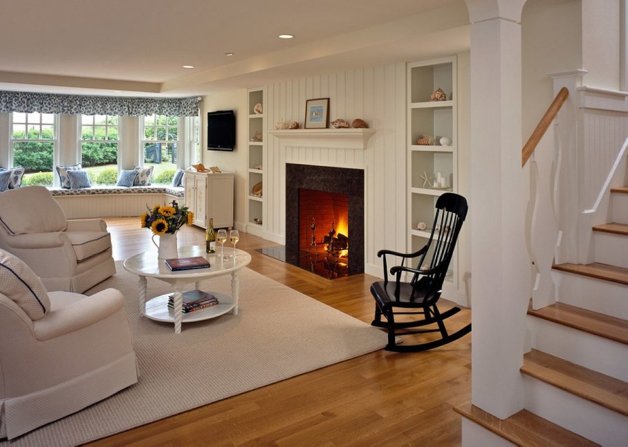 Exclusive Rocking-Chair in a living room with fireplace