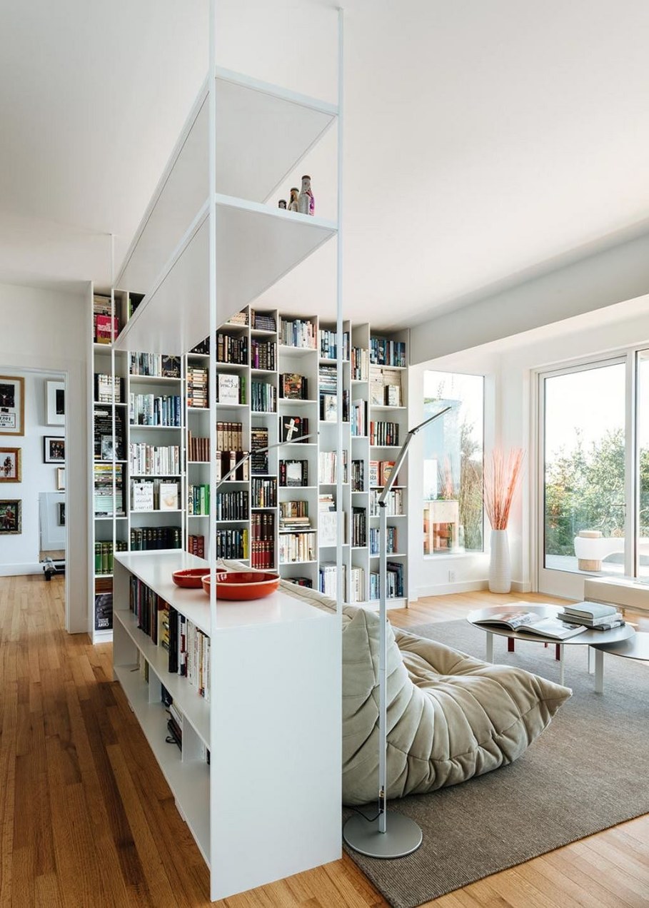Sausalito residence - bookcase in the living room