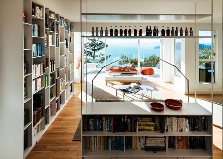 Sausalito residence - books brought from around the world