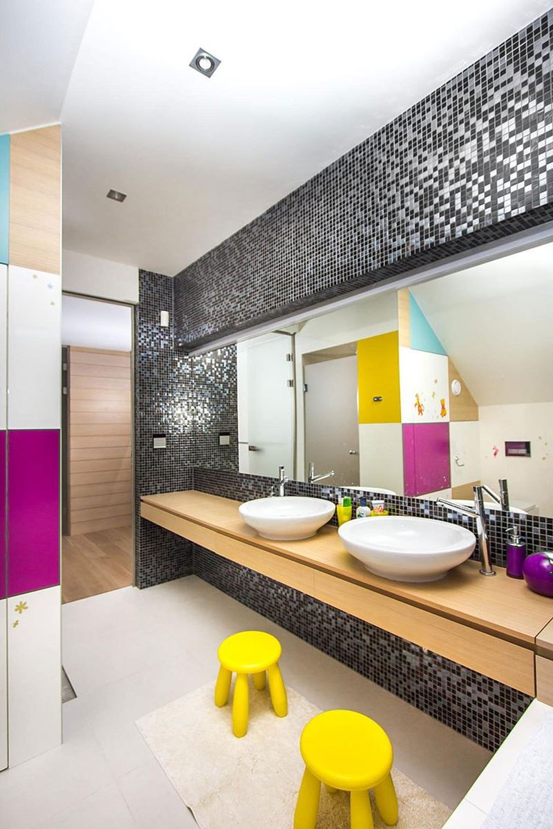 This modern three-story house - The separate bathroom for kids