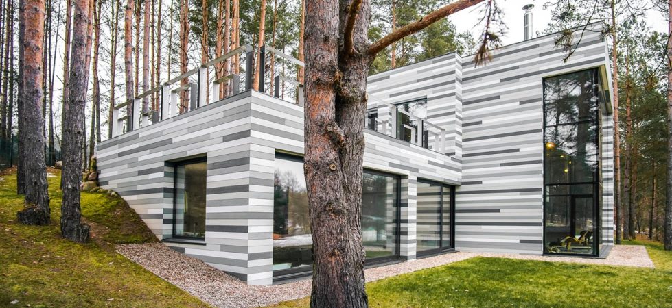 The Modern House On The River`s Shore At The Suburb of Vilnius