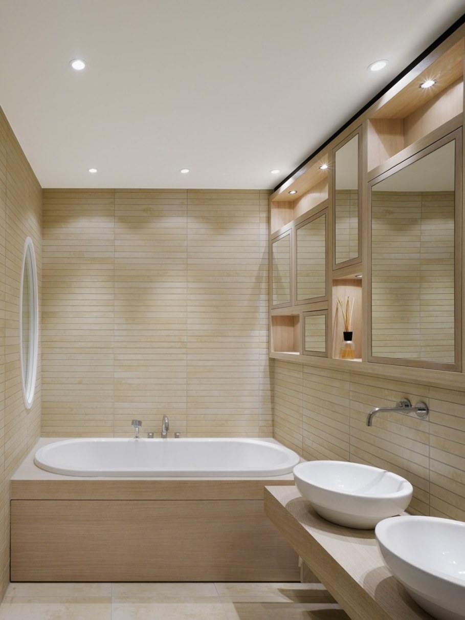 Elegant interior design - elegant bathroom with original surface finish