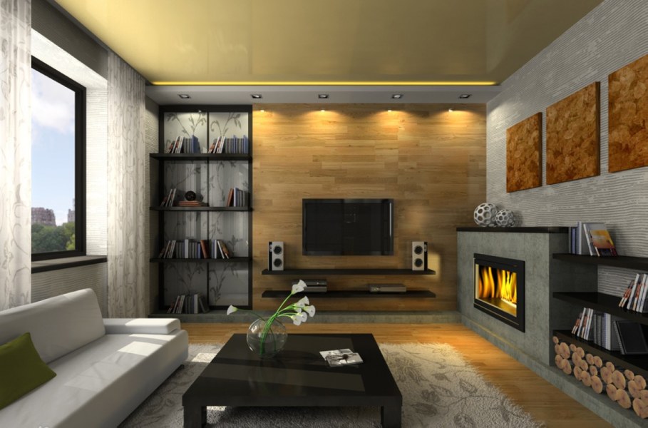 Interior design idea - the most natural decor for zone at the fireplace they were and remain logs