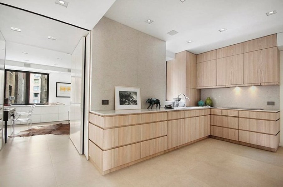 Modern design beige kitchen interior