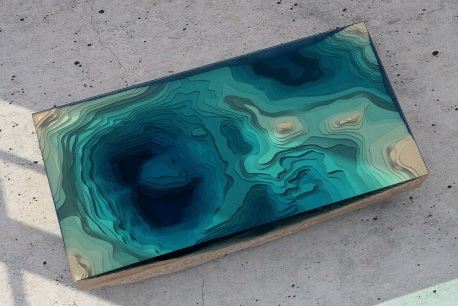 Abyss table by Duffy London in the form of a 3D map of the sea 3