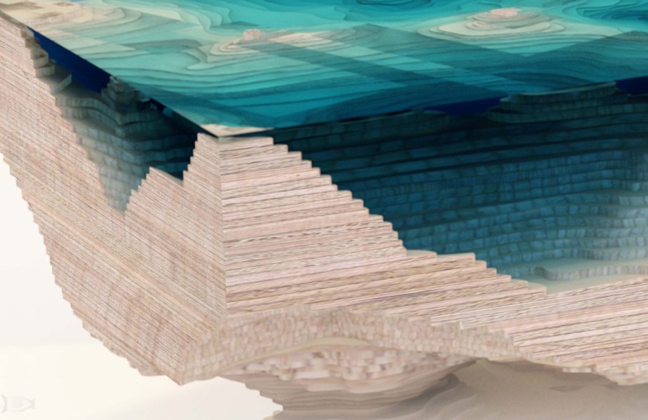 Abyss table by Duffy London in the form of a 3D map of the sea 8