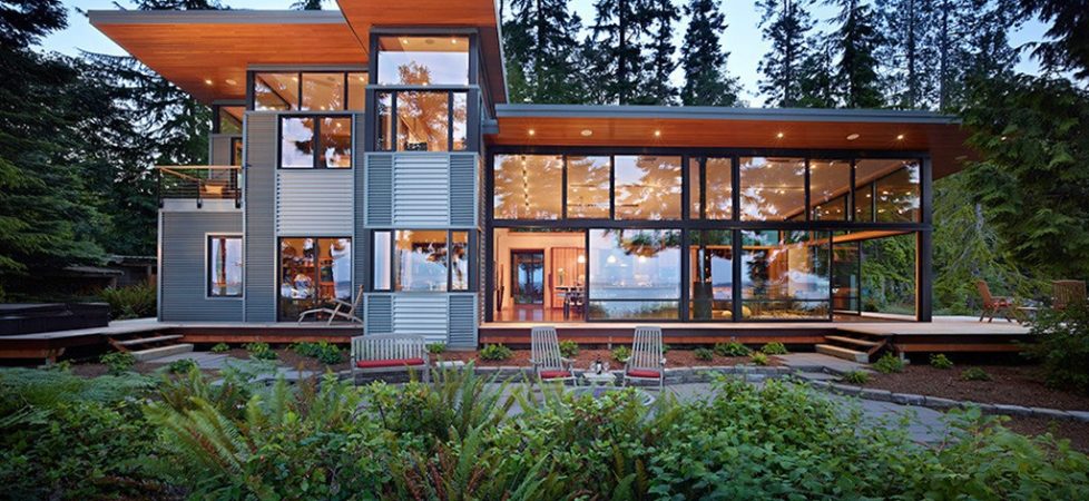 Glass Residence On The Creek Shore In Washington