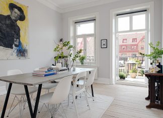 The modern design of the old apartment in Sweden