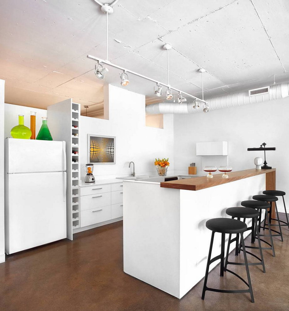 Modern Apartment In Loft Style From Stephane Chamard - Kitchen island