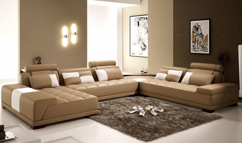 The interior of a living room in brown colors features, photos of interior examples 1