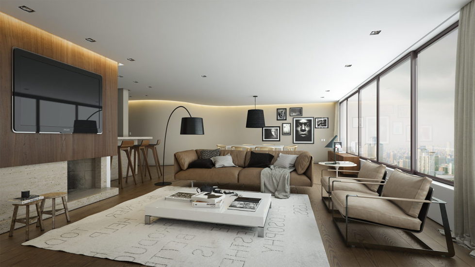 The interior of a living room in brown colors features, photos of interior examples 2