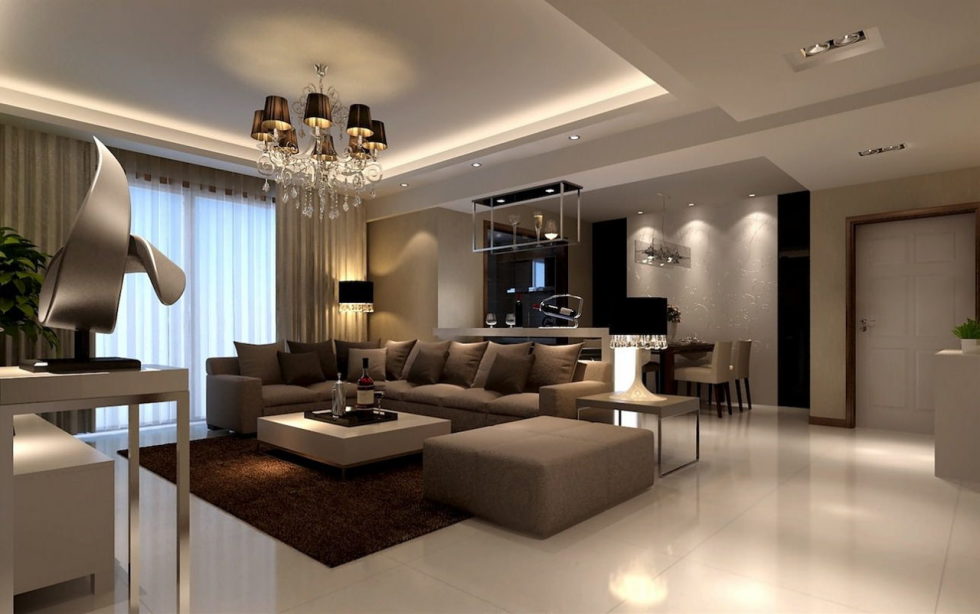 The interior of a living room in brown colors features, photos of interior examples 6