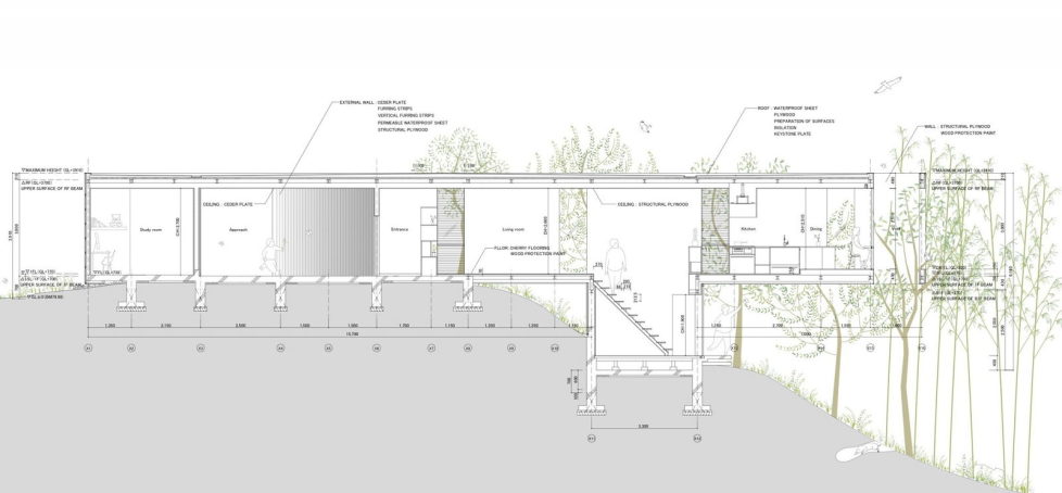 The pendulous over the forest house '+ node' from the UID Architects - Plan 3
