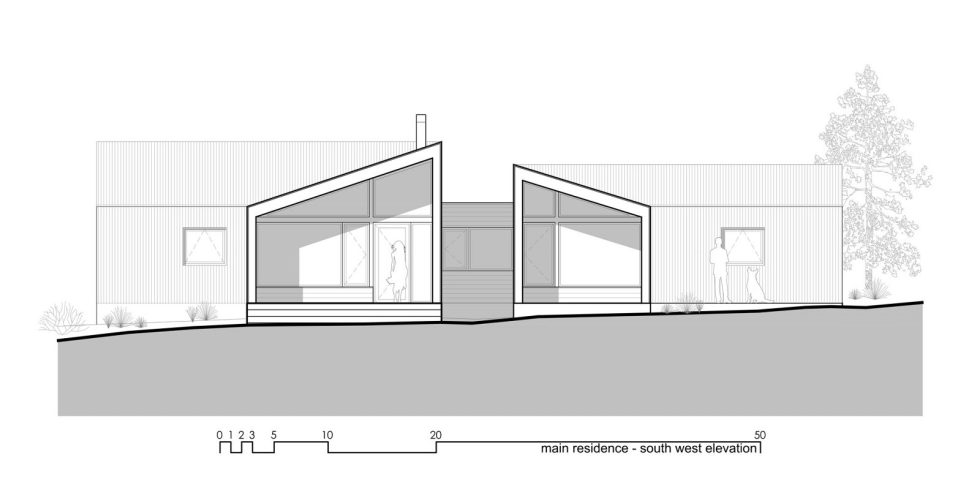 Original Project Of The House In Capitol Reef National Park From Imbue Design Bureau - Main Residence Elevation South