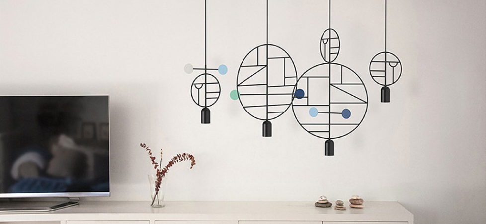 Minimalist pendant lamps Lines Dots from Goula Figuera studio