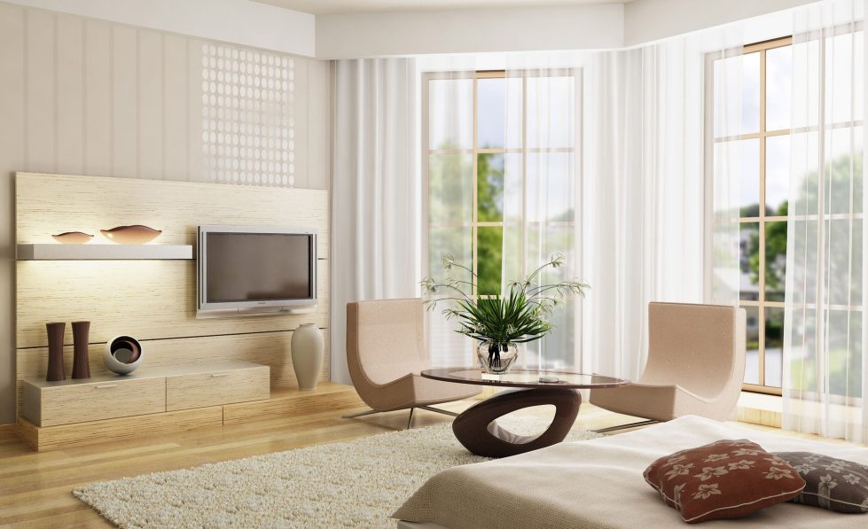Curtains for a Living Room in the Minimalism Style