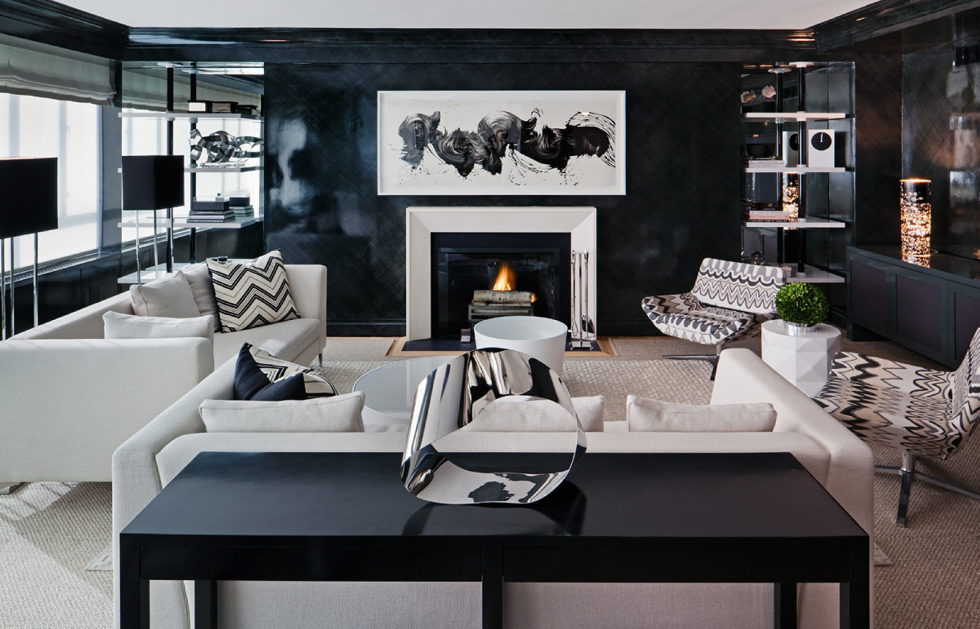 Dark shades for your living room interior – awesome gray and black living room