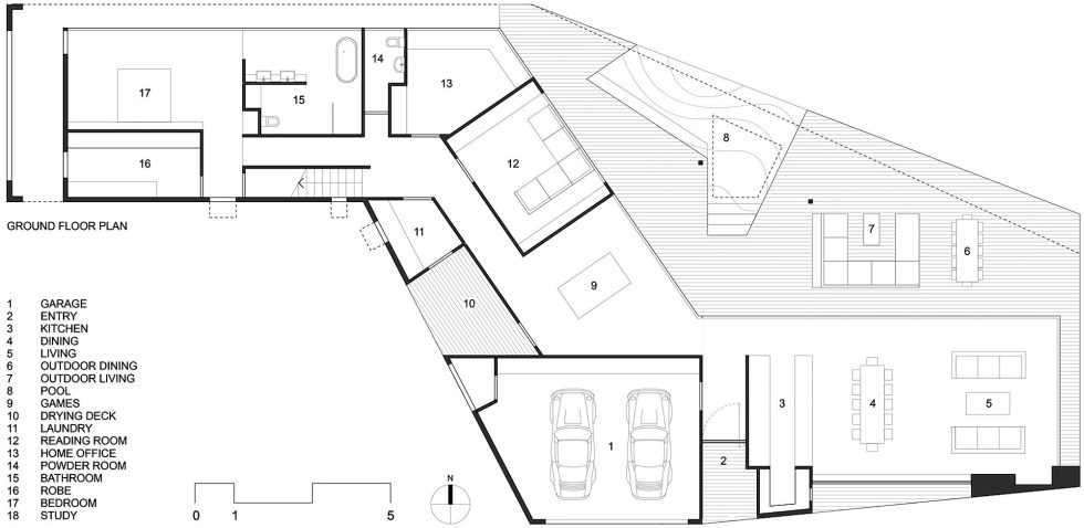 The House Overlooking The Pacific Ocean In Australia The Teeland Architects Project ground floor plan
