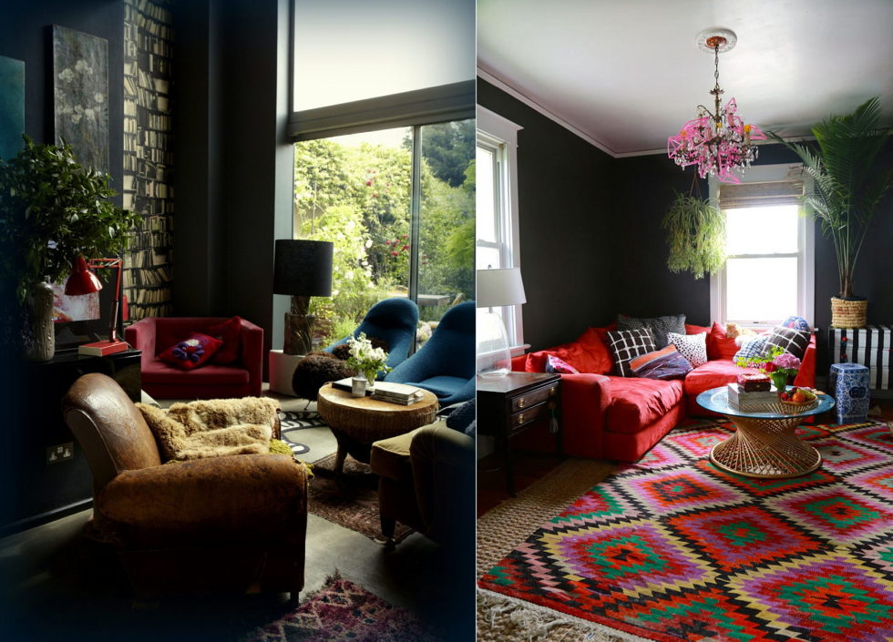 Dark shades for your living room interior - dark oak contemporary furniture