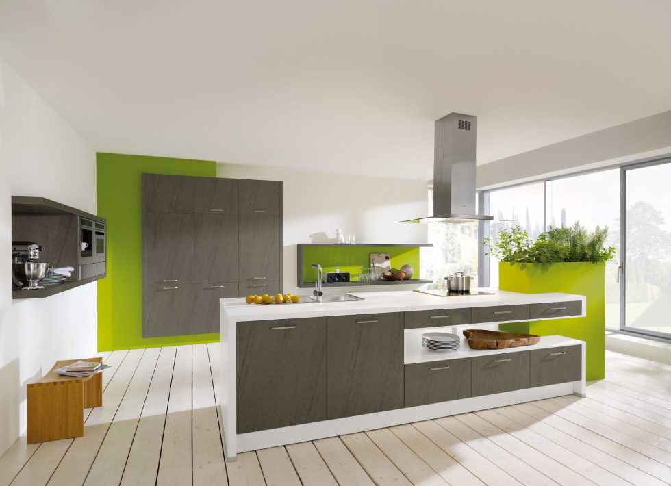 Gray and Green color in the kitchen interior