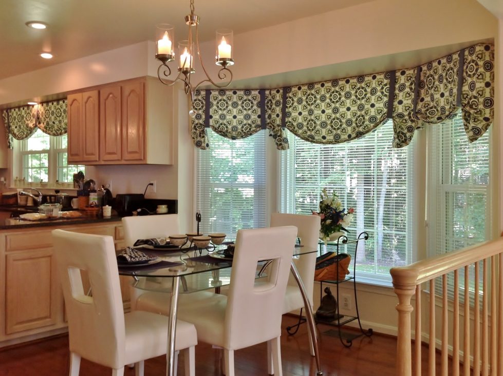 Kitchen interior in The Beige Color – Curtains and Window Shades