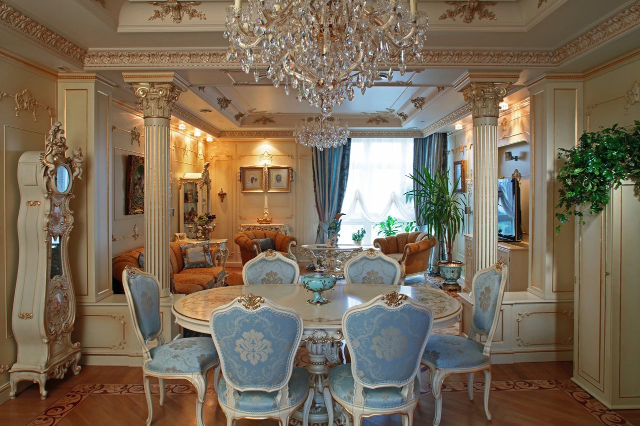 dark baroque style dining room