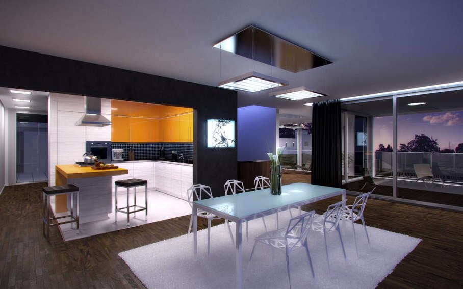 Techno Style Interior design - Kitchen and dining room