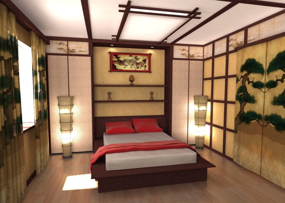 Bedroom in Japanese style - With unique ceiling and wooden floor
