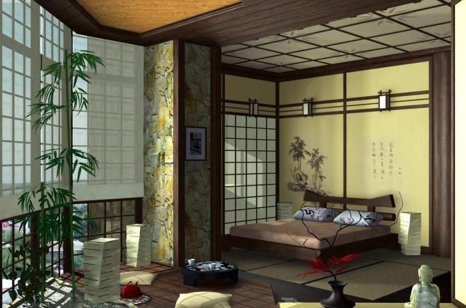 Bedroom in Japanese style - closeness to nature