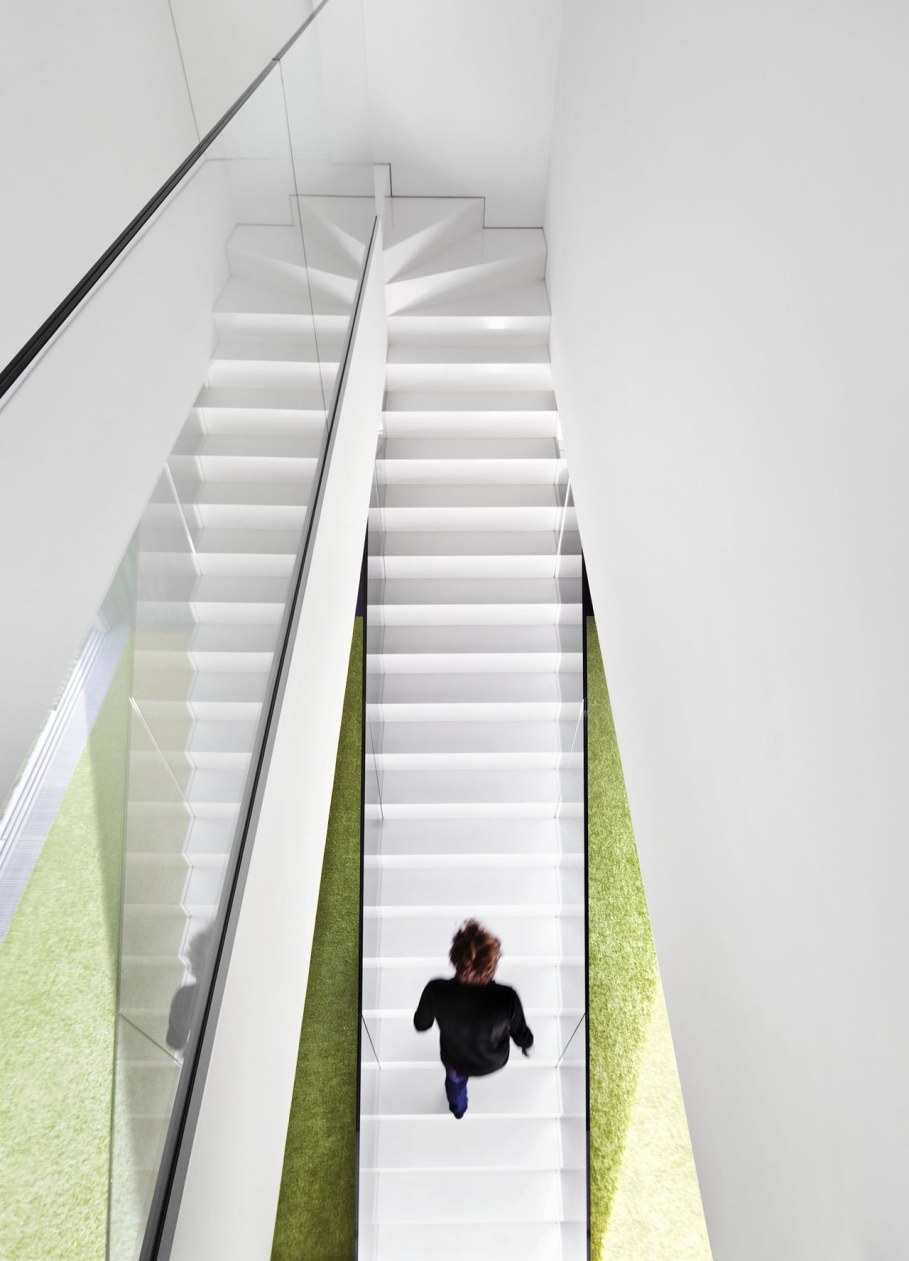 Cantilevered House in Poland - white staircase
