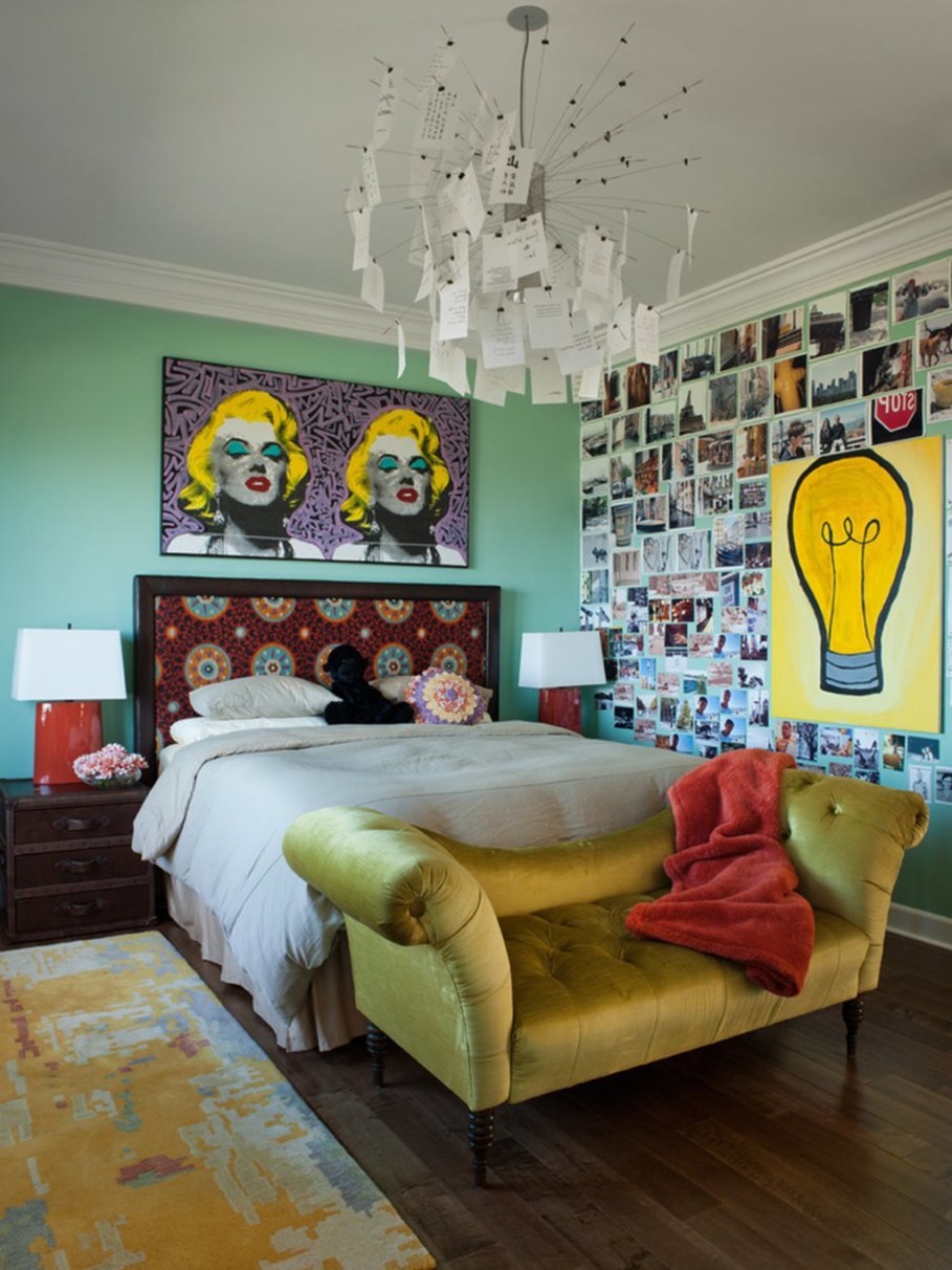 Eclectic bedroom in a retro style