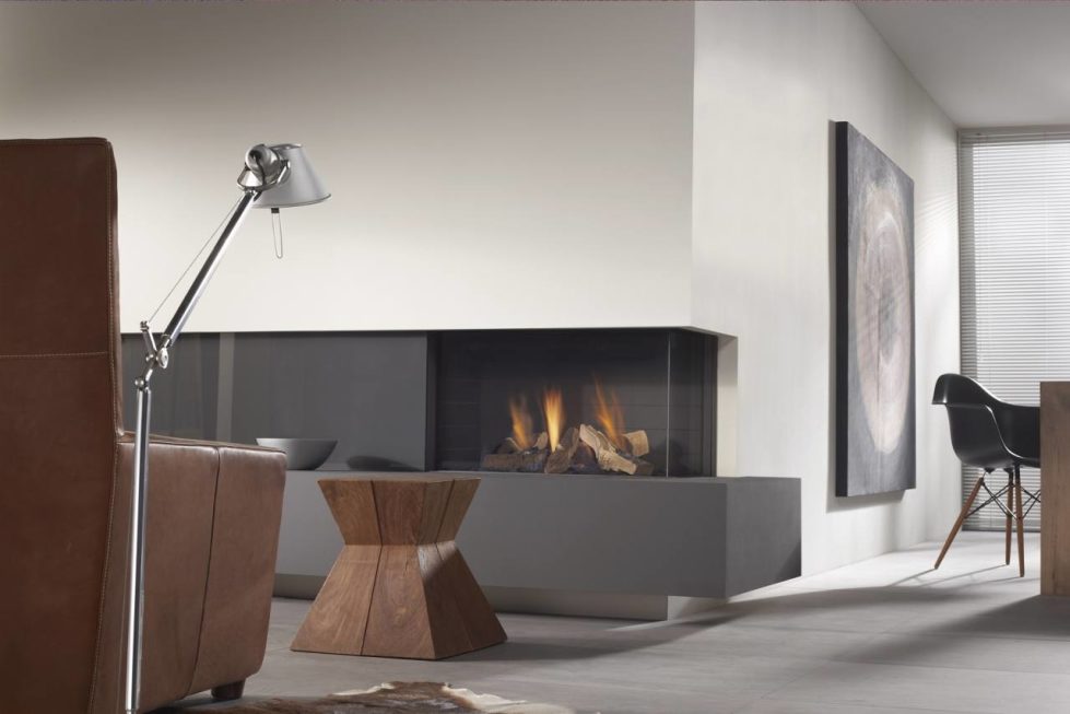 High-Tech Style Living room with Fireplace