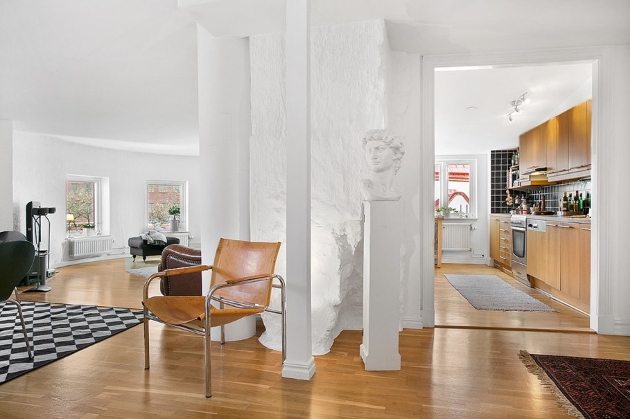 Scandinavian style interior design - kitchen and living room