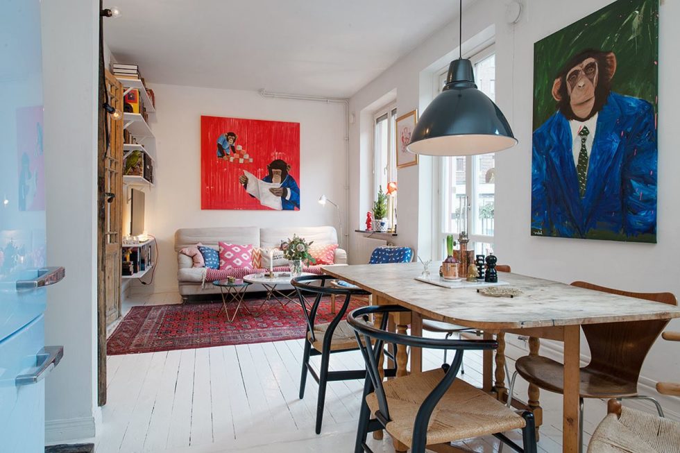 Small Swedish Apartment - Kitchen and living room together at just over 20 square meters