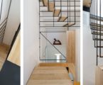 The Stylish Staircase Made of Metal Framework and Wooden Panels