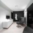 Apartment interior design in black and white colors
