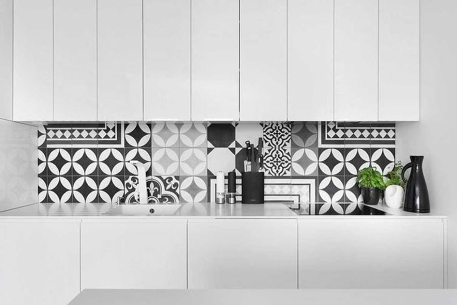 Apartment interior design in black and white colors