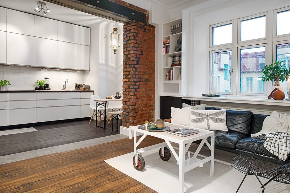 The Delightful Design of the Studio Flat Scandinavian Style - Dining place and Kitchen
