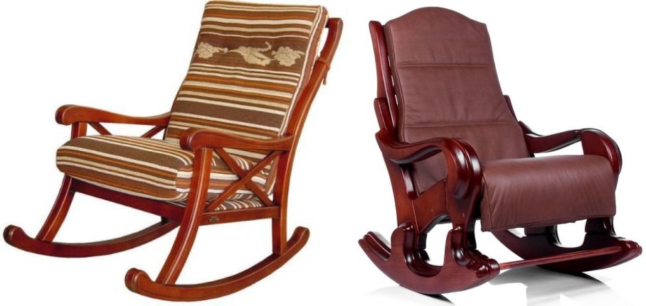 Wooden Classic Style Rocking-Chair with soft upholstery 