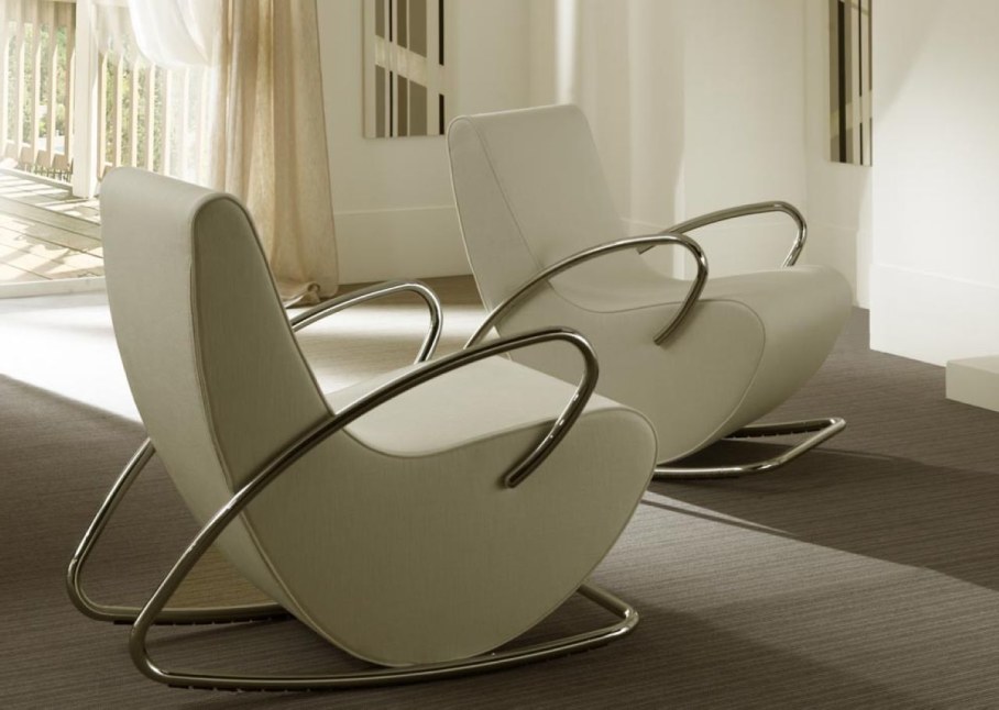Elegant modern white rocking-chairs