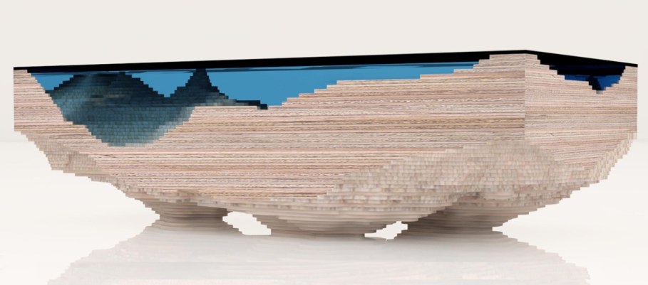 Abyss table by Duffy London in the form of a 3D map of the sea 6