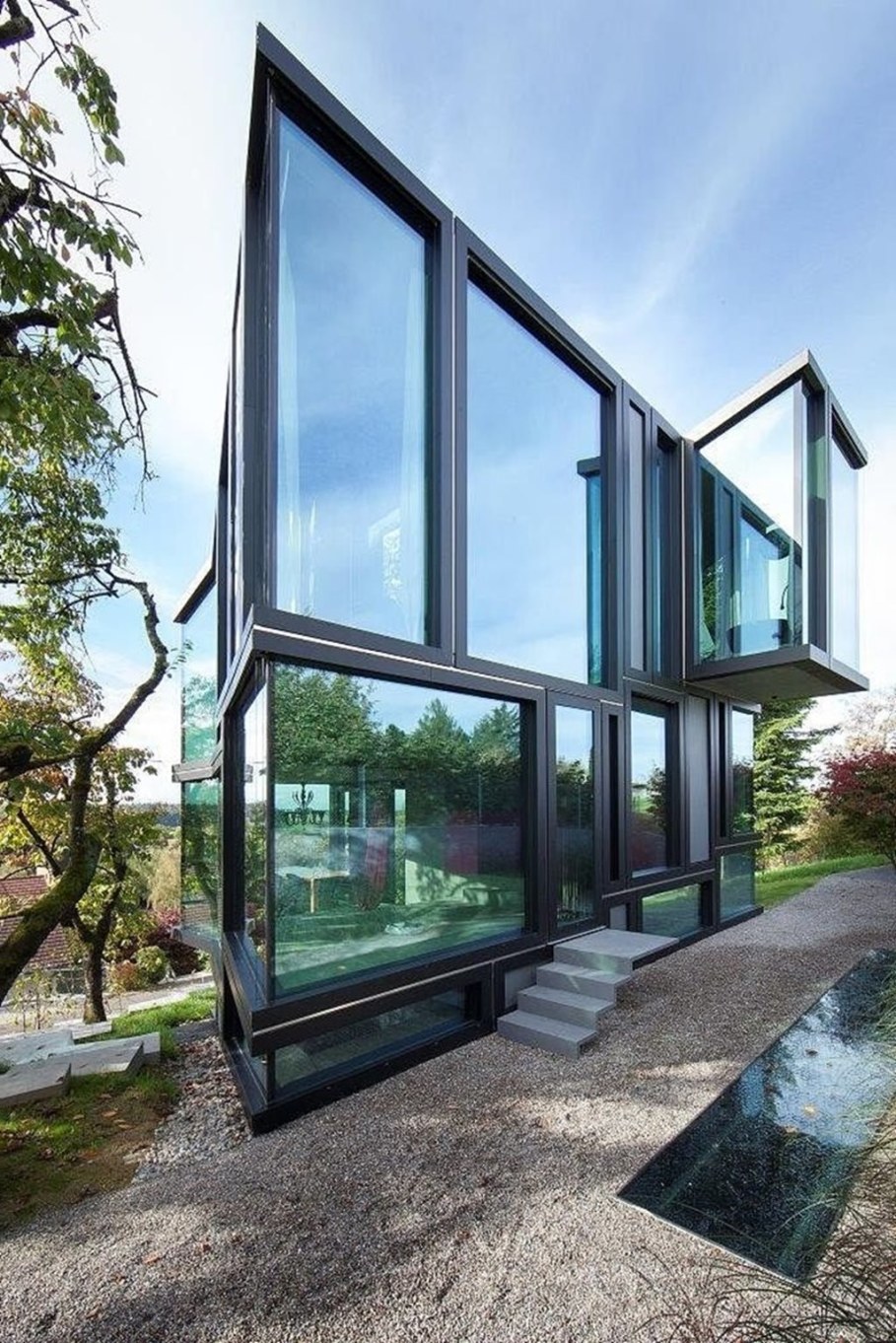 Design country house of glass and concrete 1
