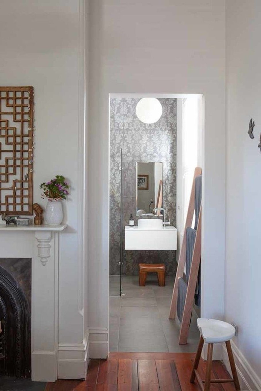 Design of a country house in a mixed style - small bathroom