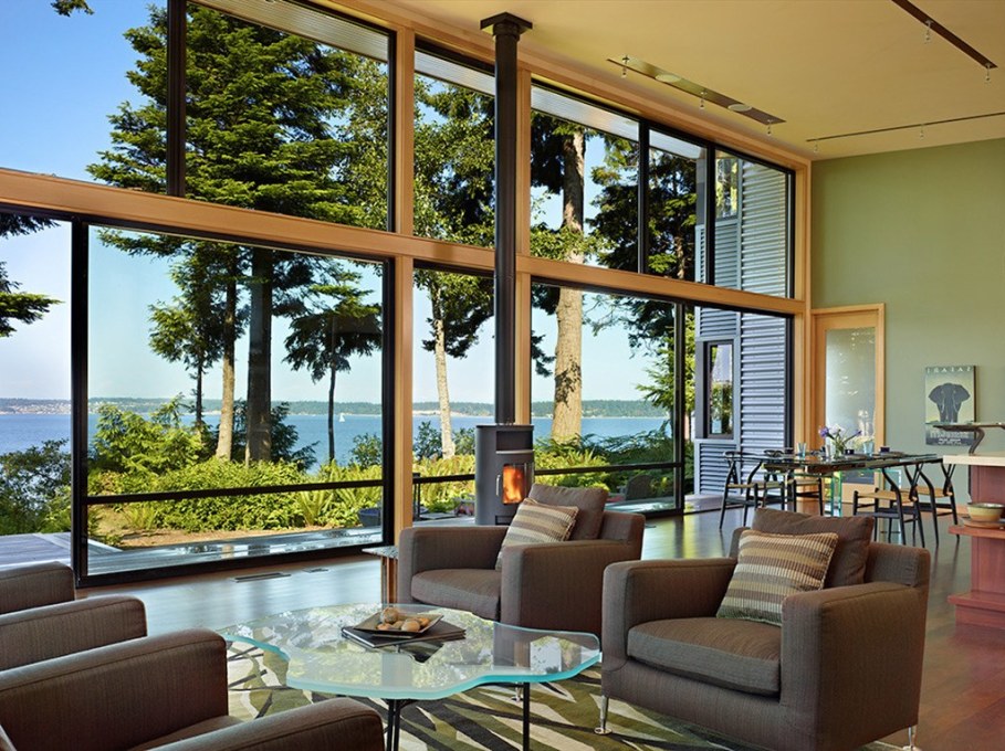 Glass Residence On The Creek Shore In Washington 2