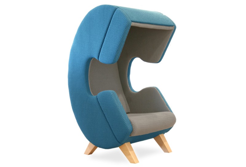 Modern furniture design - First Call chair - phone - blue and gray