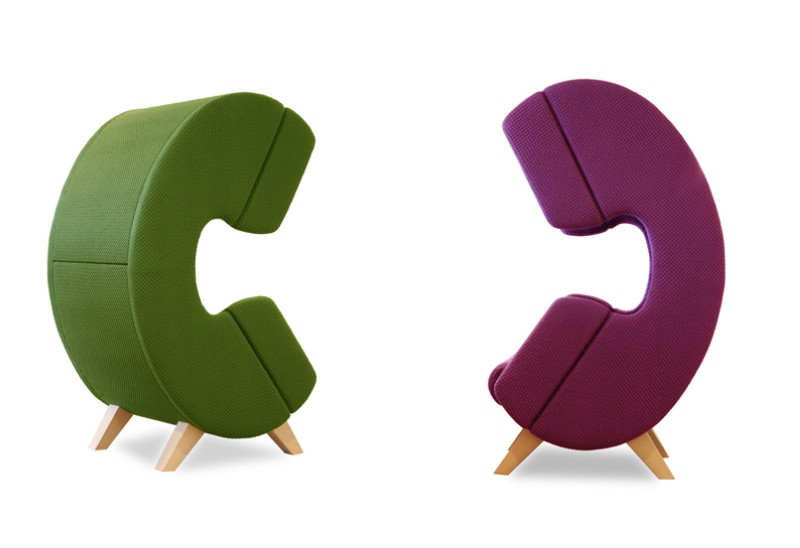 Modern furniture design - First Call chair - phone - green and violet