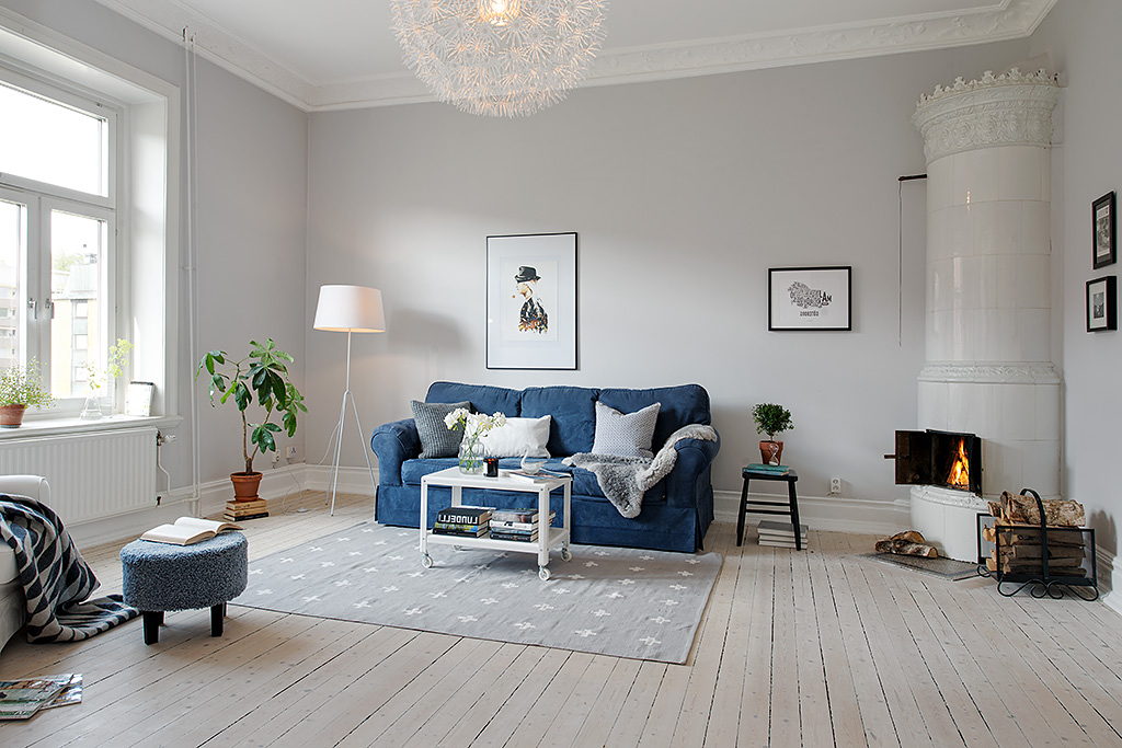The modern design of the old apartment in Sweden